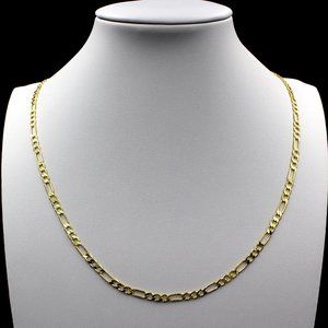 Real 10K Yellow Gold 2mm Figaro Link Chain Necklace 24" inch